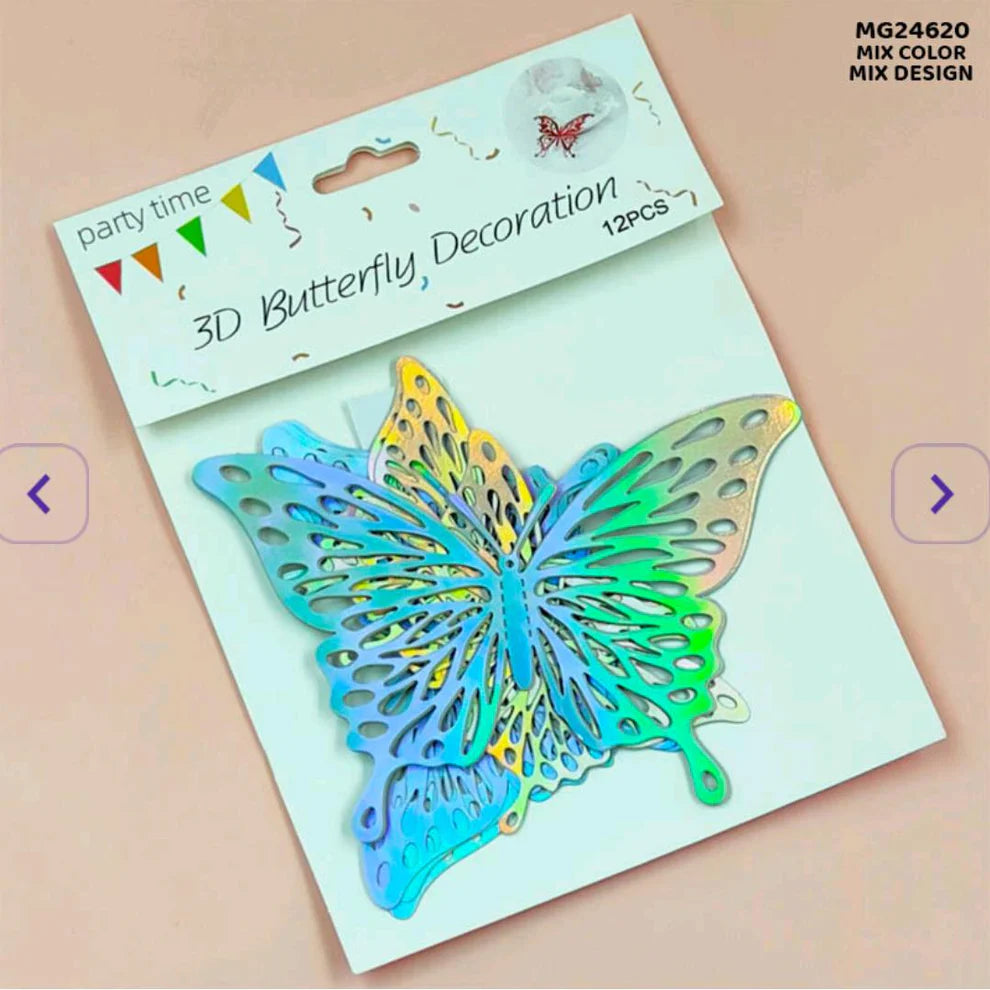 Butterfly Metallic Glitter Sticker | 12 Pieces