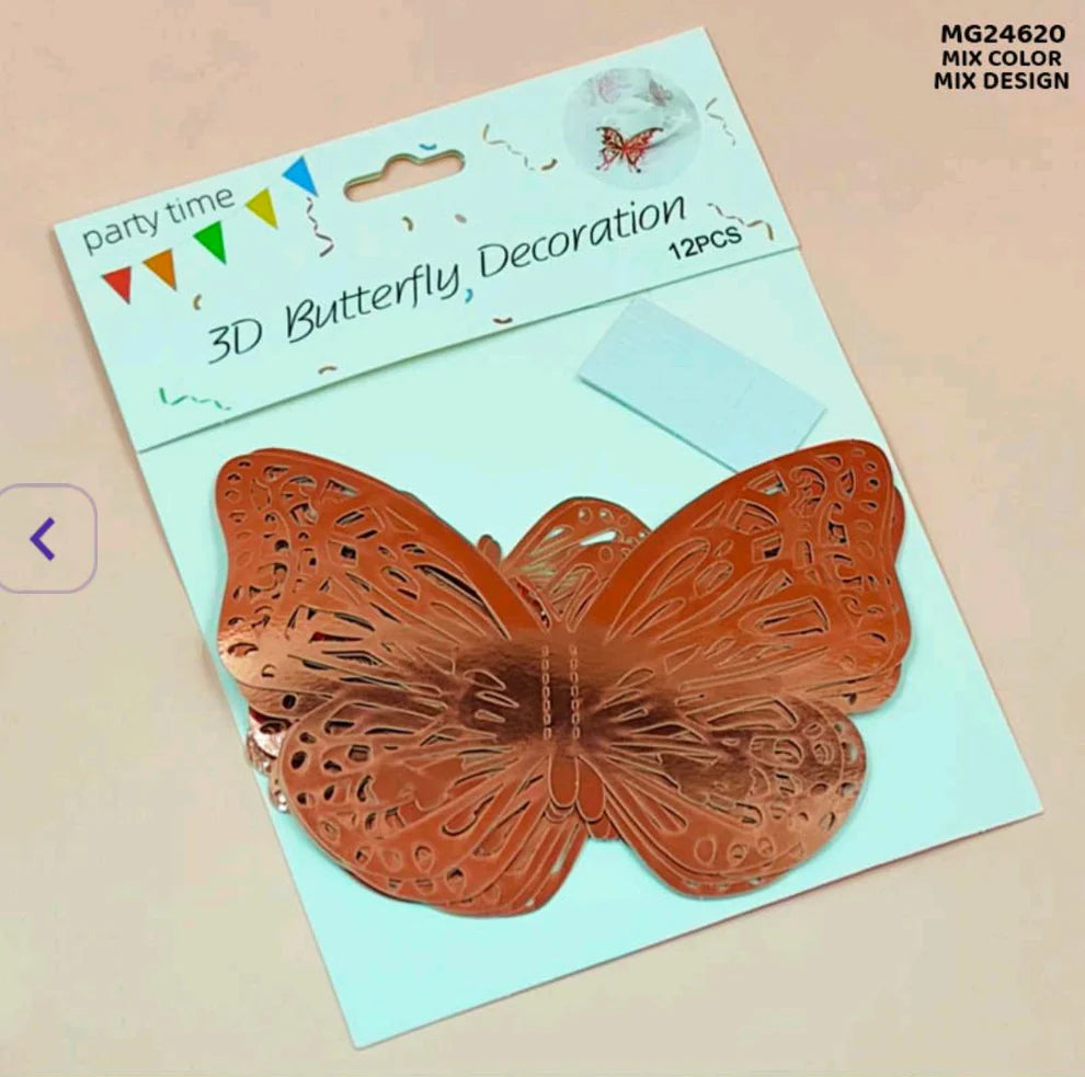 Butterfly Metallic Glitter Sticker | 12 Pieces