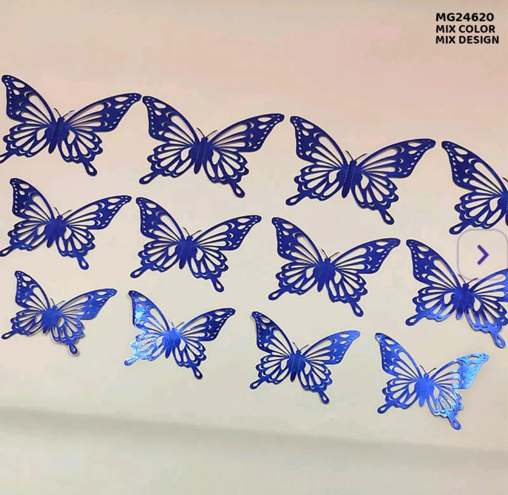 Butterfly Metallic Glitter Sticker | 12 Pieces