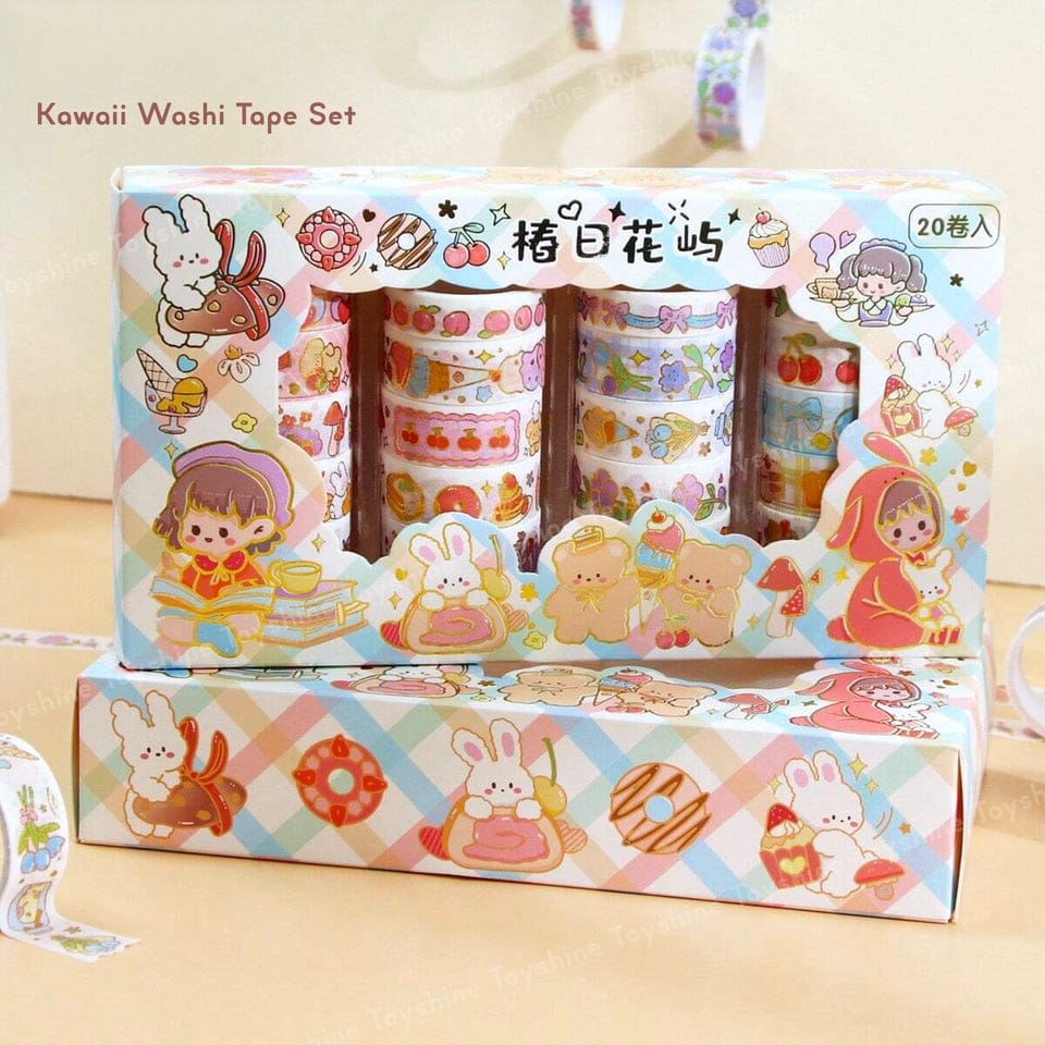 Kawaii Kiki and Nini in Flower Iceland Washi Tape | 20pcs