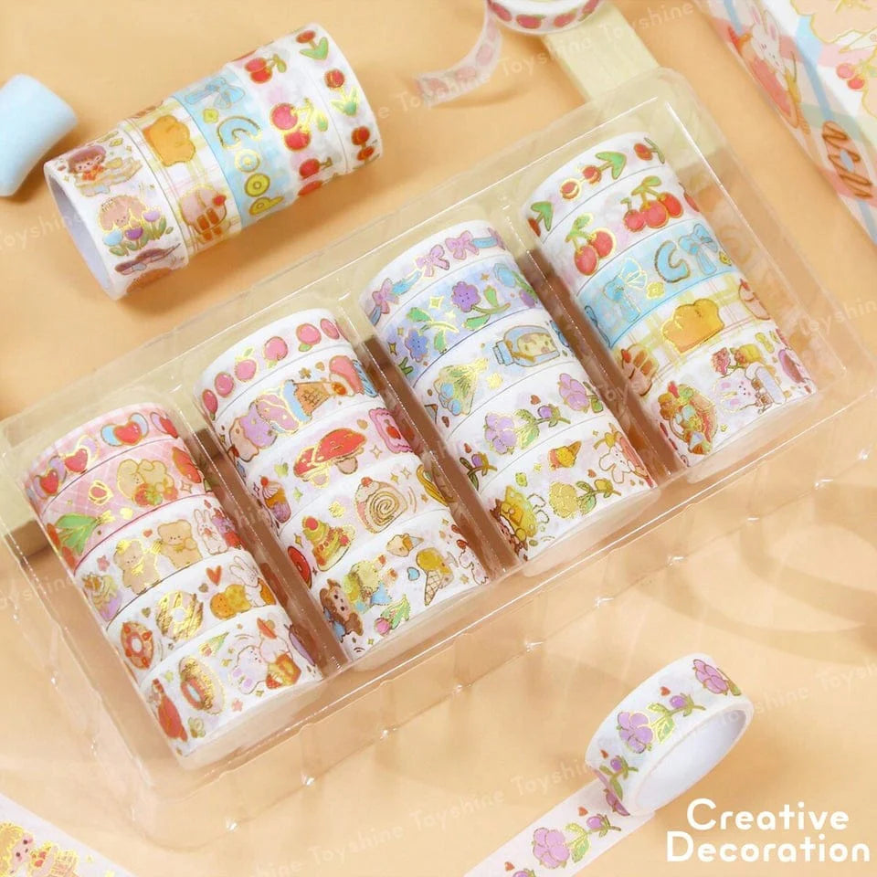 Kawaii Kiki and Nini in Flower Iceland Washi Tape | 20pcs