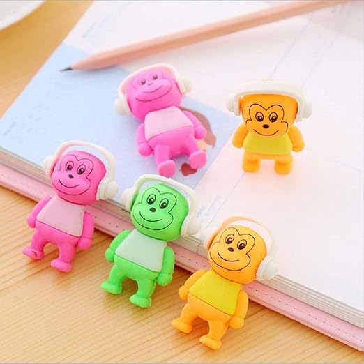 Music Monkey Shape Erasers | Set of 12