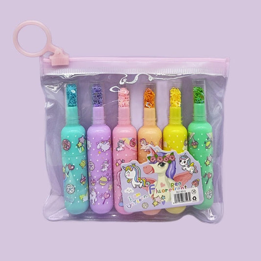 Unicorn Highlighter Bottle Shape | 6Pcs