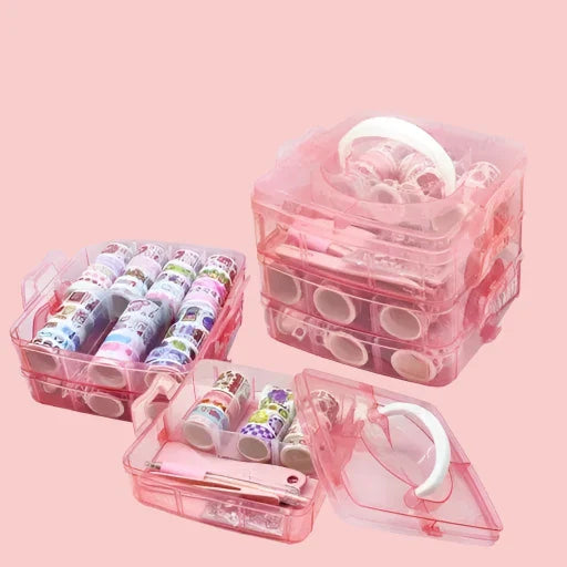 Washi Tape Set | 100Pcs | 20Pcs Kawaii Stickers, Tweezer, Pen and Spatula